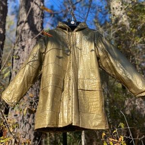 Vintage 90’s Kenn Sporn for Wippette Gold Crocodile Hooded Raincoat Size M/L
